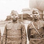 World War 1: US Army's segregated 366th Infantry Officers: Abbott, Lowe, Fisher, White. National Archives